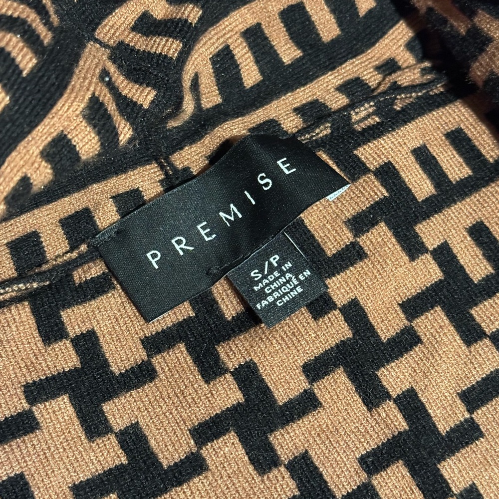 PREMISE Long Black and Brown Open Cardigan/Sweater - Size S/P - Picture 7 of 8